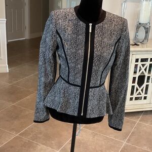 DKNY black/white zipfront peplum jacket, size 4